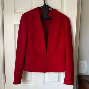 Cherry Red Ann Taylor Collarless Blazer